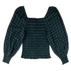 Madewell Lucie Holiday Plaid Smocked Top